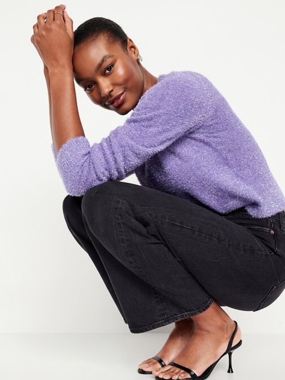 Old Navy Lavender Fuzzy Crewneck Sweater - Lavender